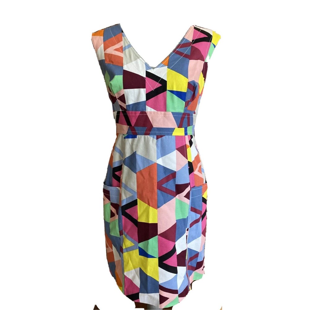 Tracy Reese Pocketed shift Dress Size 4 Multi Color geometric